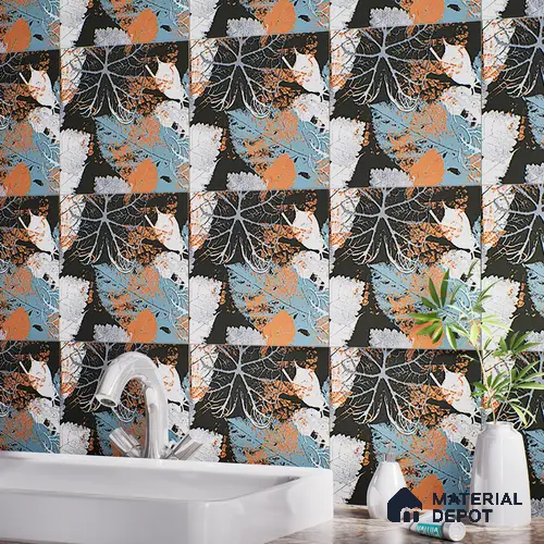 Floral Wall Tile TL 07248 C Plana 8003 GLM (Silver) 1 ft x 1 ft Ceramic Matte Finish - 9 mm  | 2 mm Spacer is Mandatory | Please Expect a Slight Variation of Pattern